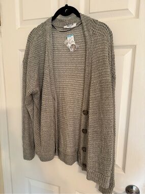 Double Zero Light Gray Waffle Knit Cardigan